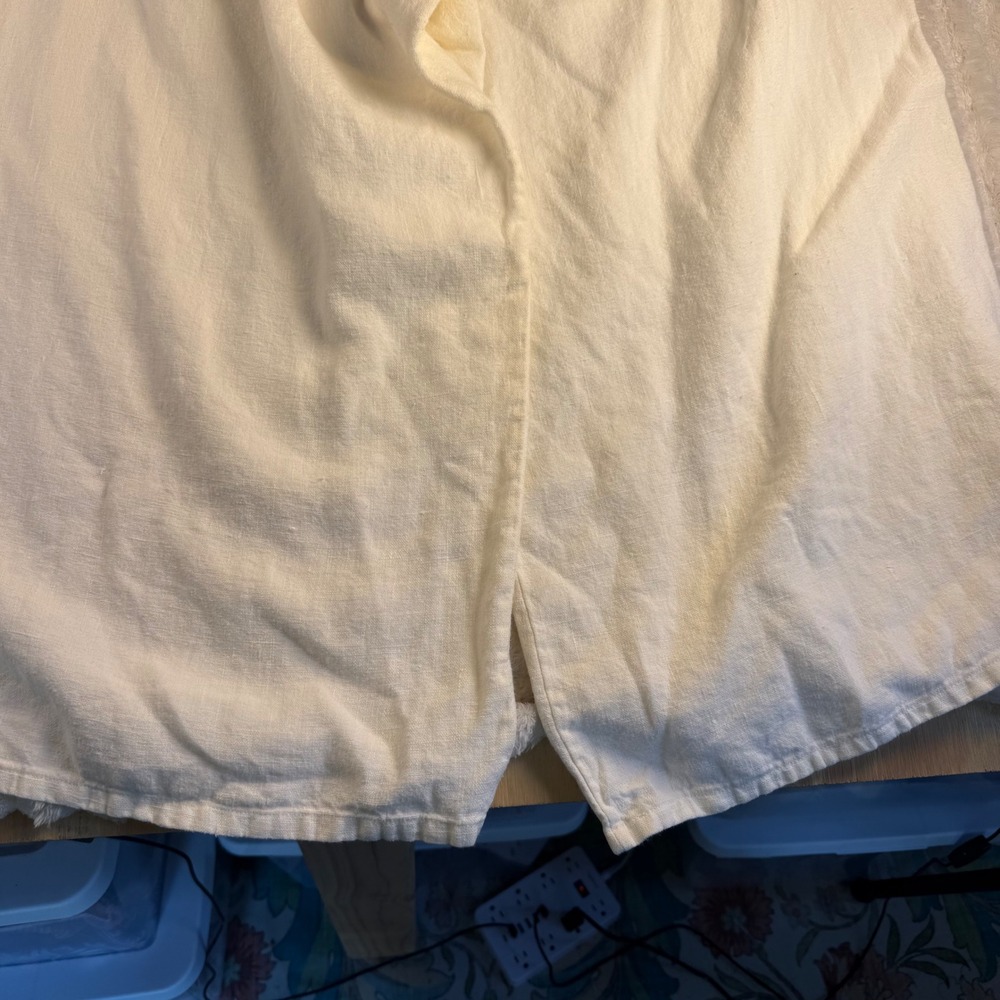Bryn Walker Cream Linen Wide Leg Lantern Pants High Rise Large Made in USA - Picture 10 of 10